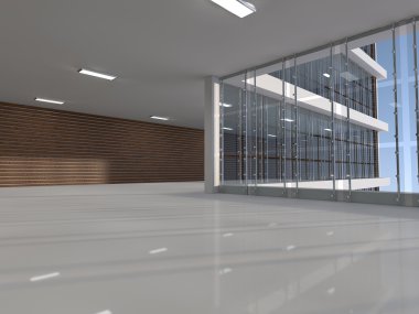 boş ışık büyük salonu 3d render