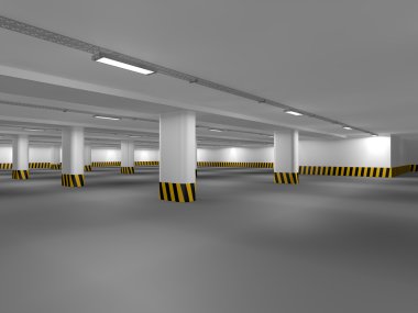Boş underground otopark 3d render