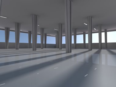 Boş underground otopark 3d render