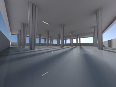 Boş underground otopark 3d render