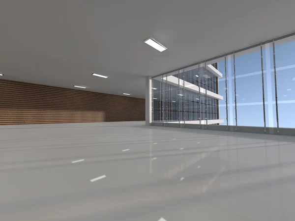 Luce vuota grande sala rendering 3D — Foto Stock