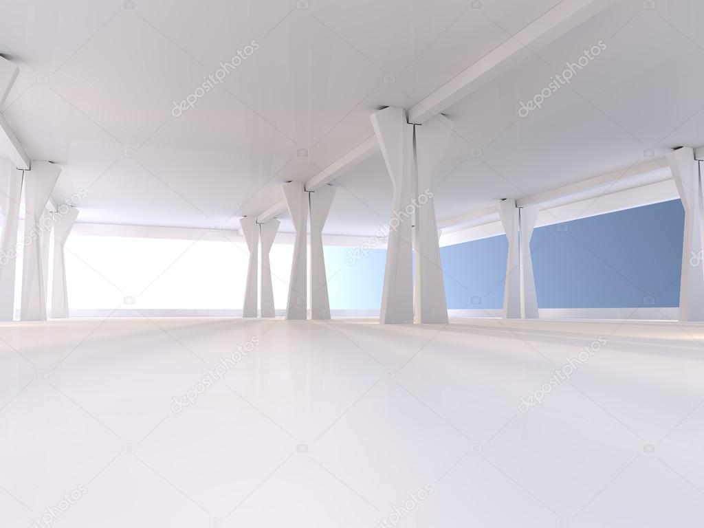 Empty underground parking area 3D rendering