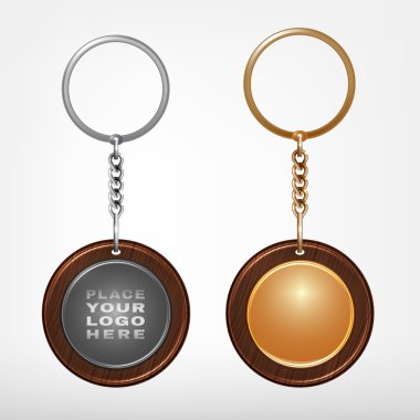 wooden and metal oval keychain clipart
