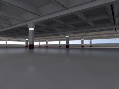 Boş park alanında 3d render