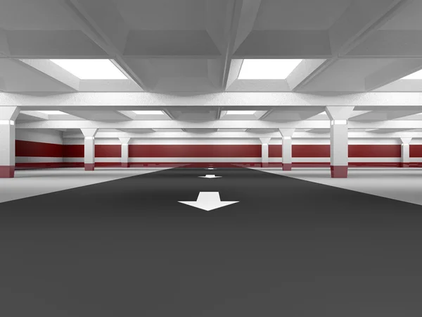 Area di parcheggio sotterranea vuota rendering 3D — Foto Stock