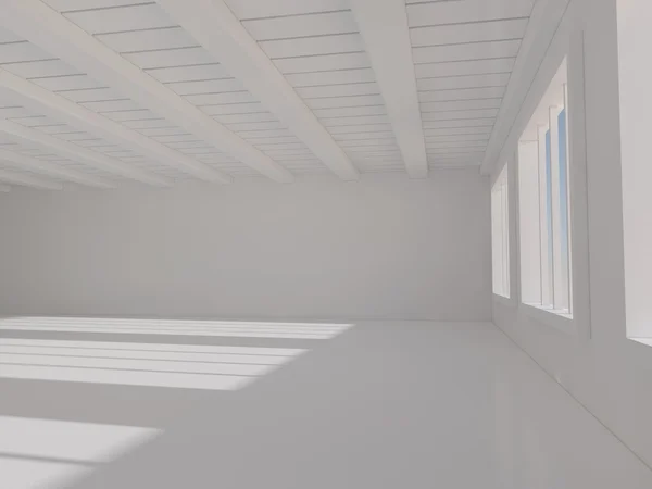 Λευκό δωμάτιο με παράθυρο 3d rendering — Φωτογραφία Αρχείου