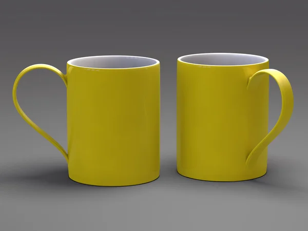 Vuoto tazza vuota per caffè o tè isolato su sfondo grigio 3D — Foto Stock