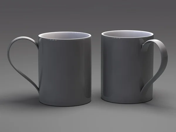 Vuoto tazza vuota per caffè o tè isolato su sfondo grigio 3D — Foto Stock