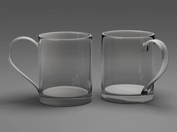 Barro vacío para café o té aislado sobre fondo gris 3D — Foto de Stock