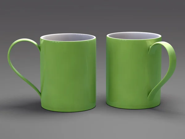 Tasse vide vierge pour café ou thé isolé sur fond gris 3D — Photo