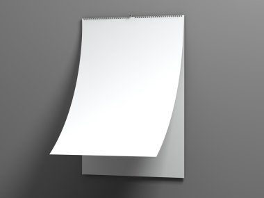 gri bir duvar takvimi. 3D render