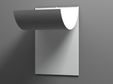 gri bir duvar takvimi. 3D render