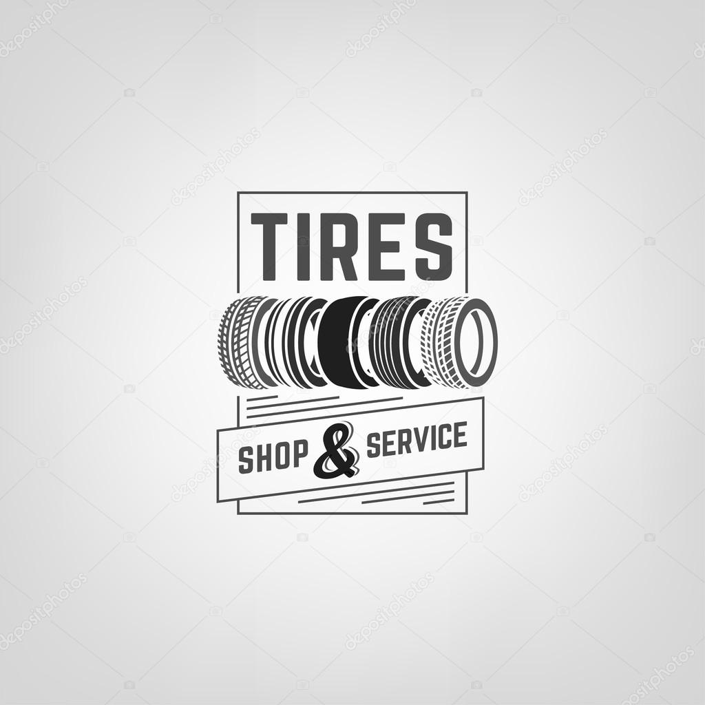 Beautiful vector illustration of the tire shop logotype. Modern graphic style. Transportation automotive concept. Digital pictogram collection