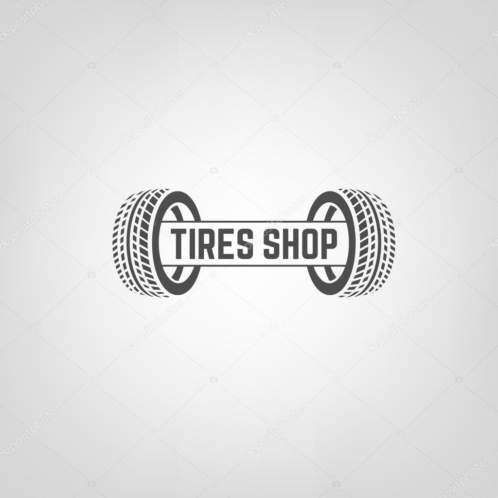 Beautiful vector illustration of the tire shop logotype. Modern graphic style. Transportation automotive concept. Digital pictogram collection