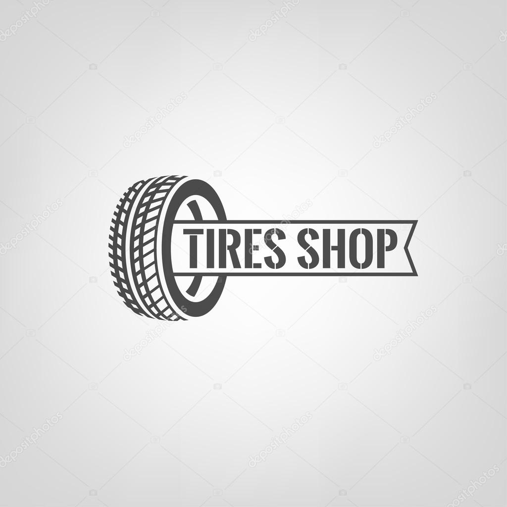 Beautiful vector illustration of the tire shop logotype. Modern graphic style. Transportation automotive concept. Digital pictogram collection