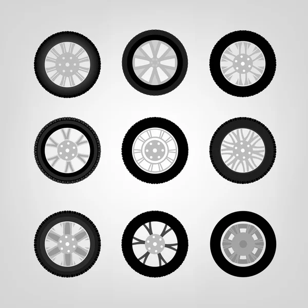 Ícones de roda de carro — Vetor de Stock