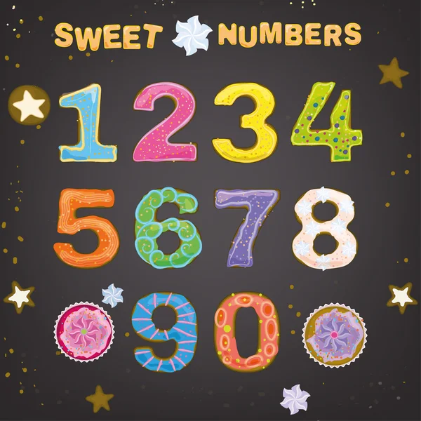 Süße handgezeichnete Zahlen — Stockvektor