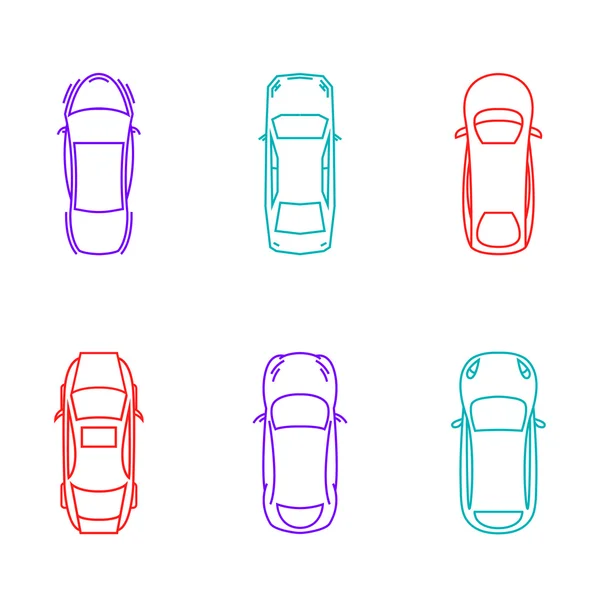 Automobily: pohled shora ikony — Stockový vektor