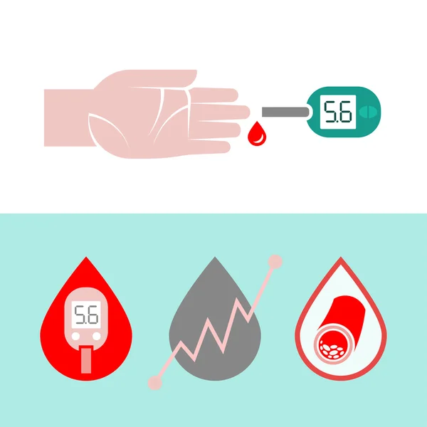 Icônes de glucomètre de diabète — Image vectorielle