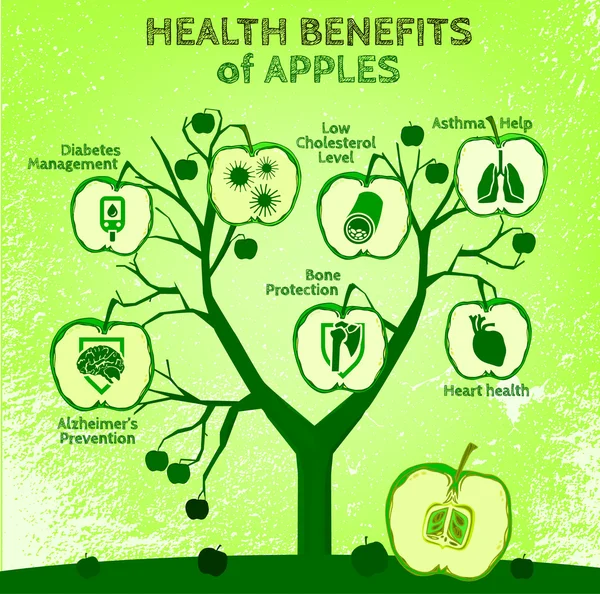 Apfel Gesundheit Vorteile 02 a — Stockvektor