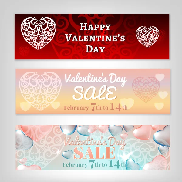 Set de banners de San Valentín — Vector de stock