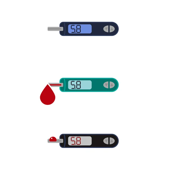 Diabetes Glucometer Iconos 07 A — Archivo Imágenes Vectoriales