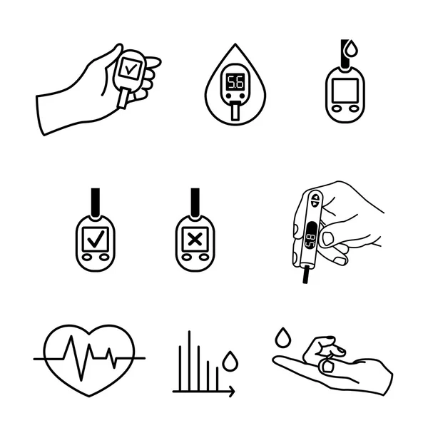 Diabetes Icons vector — Stockový vektor