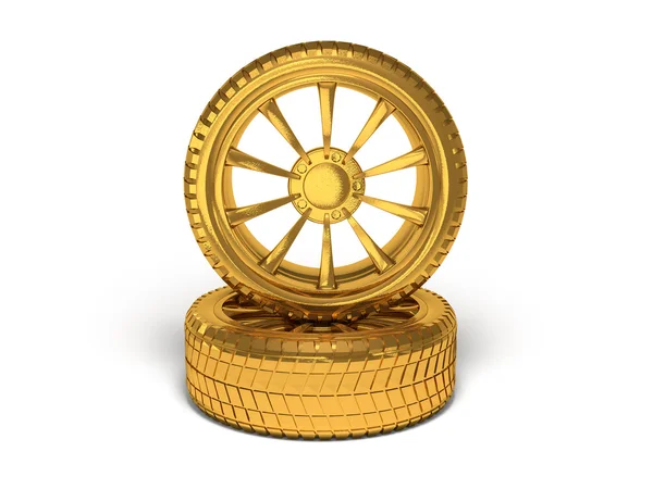 Car gold wheel 3d rendering — Zdjęcie stockowe