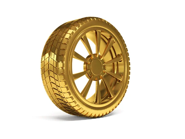 Car gold wheel 3d rendering — Stok fotoğraf