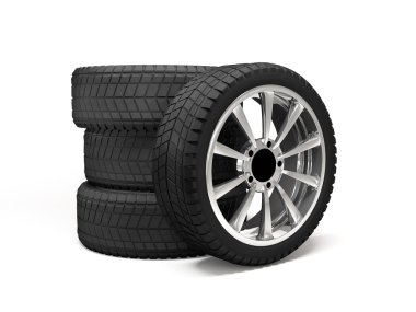 Set four tyres. 3d rendering