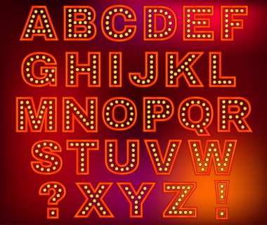 Retro ışıklar harfler