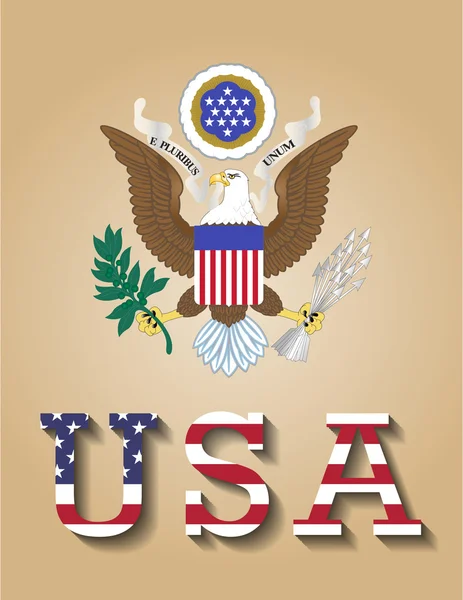 国旗和国徽的美利坚合众国-美国 — 图库矢量图片