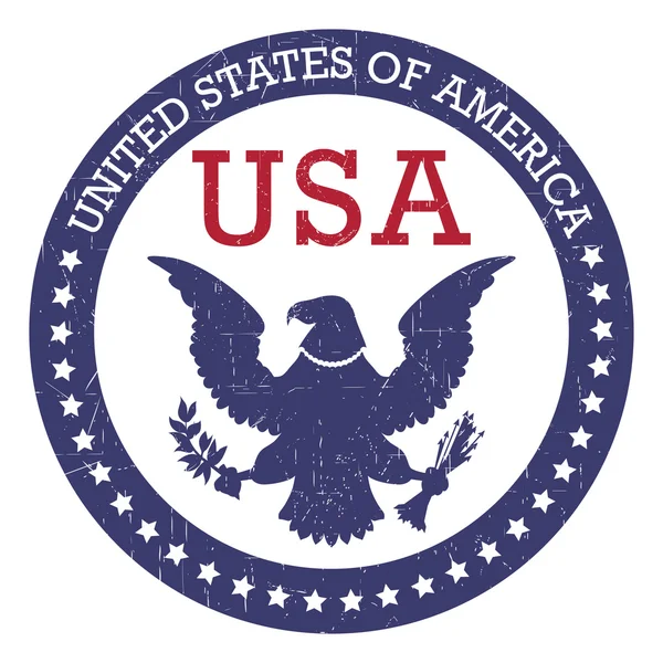 Grunge στρογγυλή σφραγίδα των Ηνωμένων Πολιτειών της Αμερικής - ΗΠΑ — Διανυσματικό Αρχείο