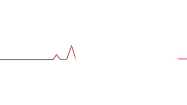 Cardiograma latido del corazón pulso de calor brillante lazo de luz de neón rojo fondo animado — Vídeo de stock