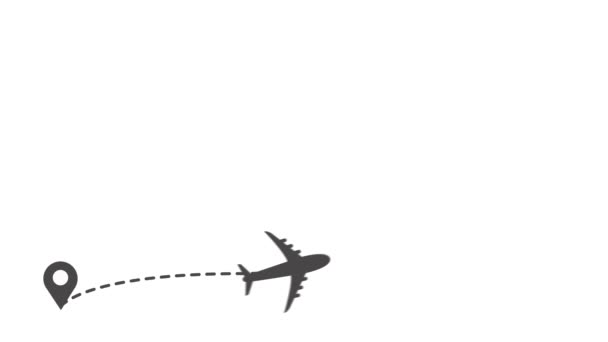 Animation d'un dessin en pointillé de l'avion de passagers et de l'étiquette de signe cardiaque — Video