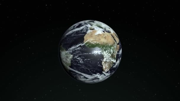 Fotorealistische 3D-Erde. Planet Erde aus dem All. Animation der Erde aus dem All, die Erdkugel dreht sich auf Satellitenbild im Weltraum — Stockvideo