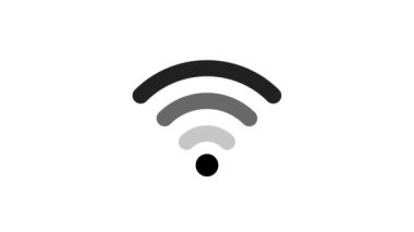 Wi-Fi animasyonu. Beyaz arkaplan 4K video üzerindeki wifi simgesi