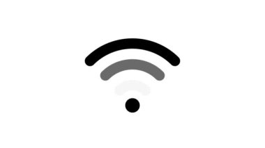WiFi, ikon, flaş, video 4K animasyon. Web tasarımı için Wifi sembolü tasarımı, mobil uygulamalar, ui tasarımı. Kablosuz teknoloji konsepti, işaret. Çok az görüntü var. depolama görüntüleri