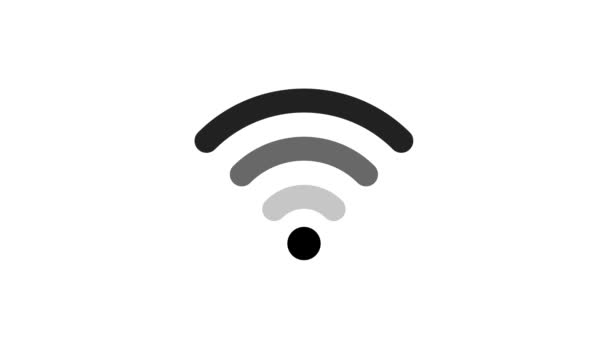 Animație de wi fi. pictograma wifi pe fundal alb 4K video — Videoclip de stoc