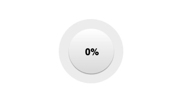 Animación circular roja del gráfico circular de la infografía, sobre fondo blanco, vídeo de 4k, de uno al cien por ciento — Vídeos de Stock