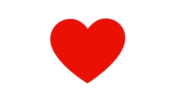 4k Animált piros szív szerelem ikon fehér háttér — Stock videók