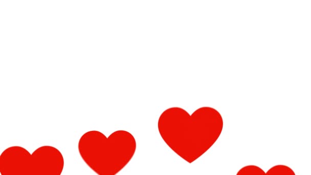 Inimi roșii flurry animație de plutitoare inimi roșii pe un fundal alb — Videoclip de stoc