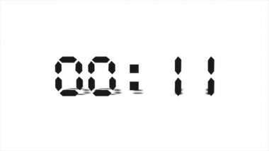 Beyaz arkaplanda izole edilmiş siyah elektronik haneli basit bir geri sayım zamanlayıcısı