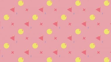 Retro soyut 80 'lerin tasarım modeli arka planı. Farklı vintage renklerin geometrik şekilleri. Kusursuz döngü pop sanat tasarımı