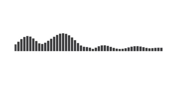 Animation du signal audio, égaliseur noir différent, l'onde sonore comme mouvement de fond. — Video