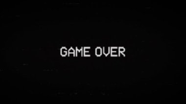 Arızalı Retro video oyunu ekranı. Gürültülü çarpıtma ile oyun bitti.