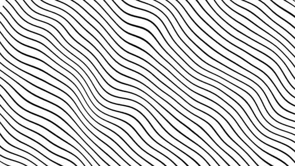 Lignes courbes noires en mouvement d'onde dynamique. Futures lignes géométriques diagonales motifs mouvement arrière-plan. — Video