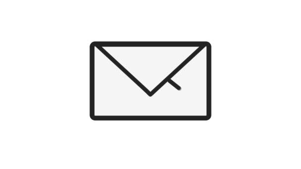 Email ikon piros számláló fehér háttér. E-mail értesítés számlálóval. Postaláda E-mail. — Stock videók