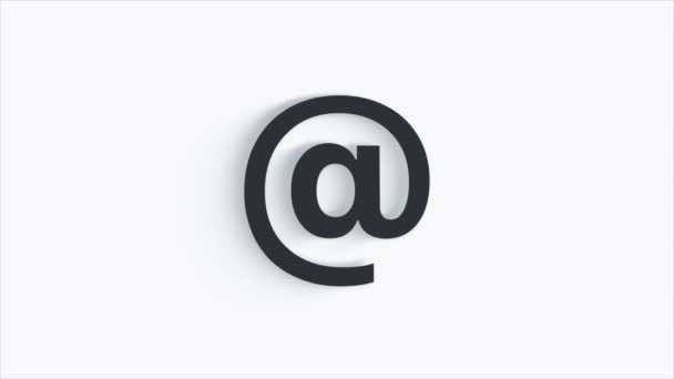 E-mail Symbol While Shadow Passes All Around on white Background in 4K Resolution Loop Ready File — Vídeos de Stock