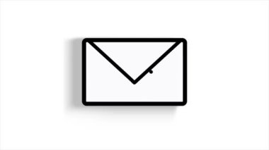 Beyaz Arkaplanda Kırmızı Tezgâhlı E- posta Simgesi. Tezgahlı e-posta bildirimi. Gelen Kutusu E- postası.